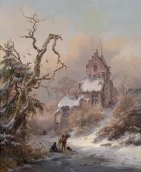 Winterlandschaft mit Reisigsammler